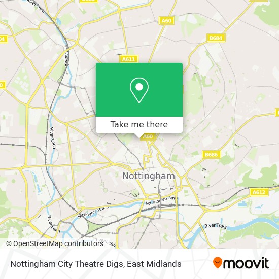 Nottingham City Theatre Digs map