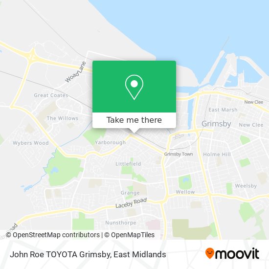 John Roe TOYOTA Grimsby map