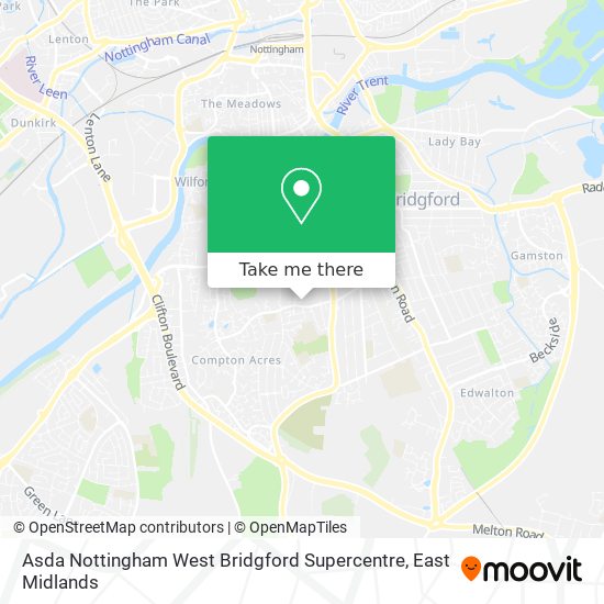 Asda Nottingham West Bridgford Supercentre map