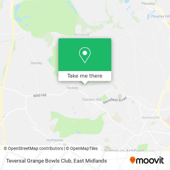 Teversal Grange Bowls Club map