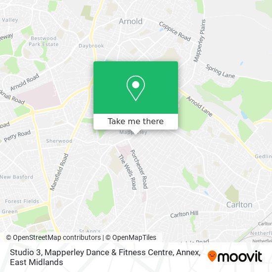 Studio 3, Mapperley Dance & Fitness Centre, Annex map