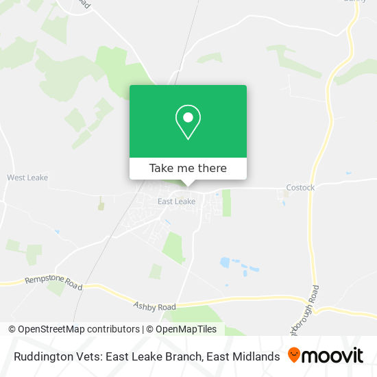 Ruddington Vets: East Leake Branch map