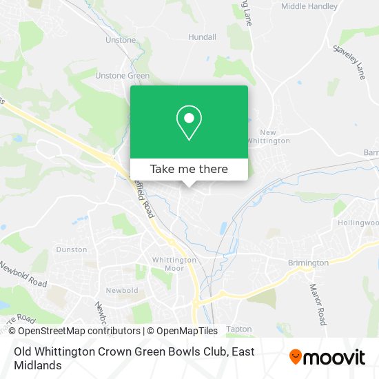 Old Whittington Crown Green Bowls Club map