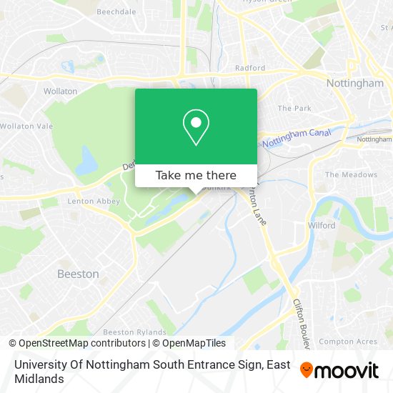 University Of Nottingham South Entrance Sign map