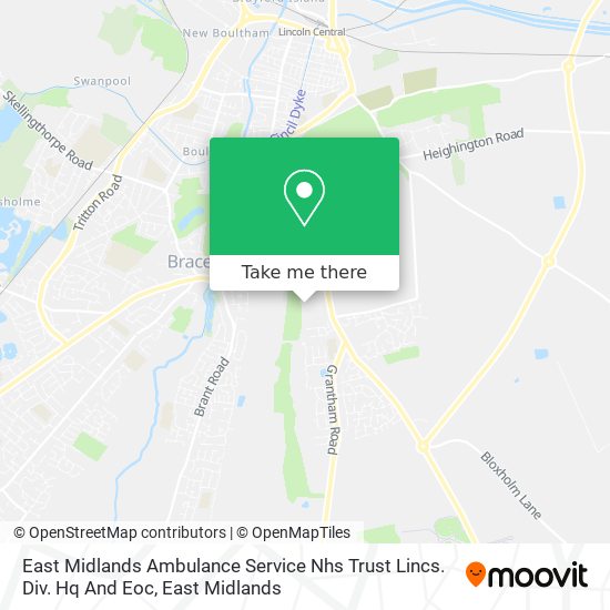 East Midlands Ambulance Service Nhs Trust Lincs. Div. Hq And Eoc map