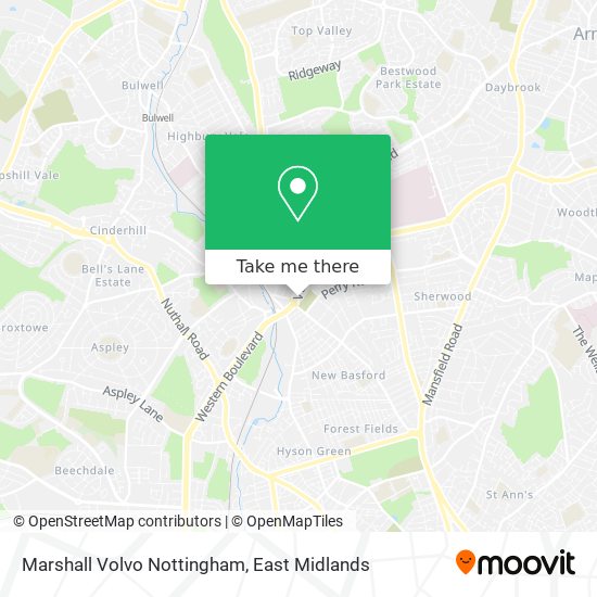 Marshall Volvo Nottingham map