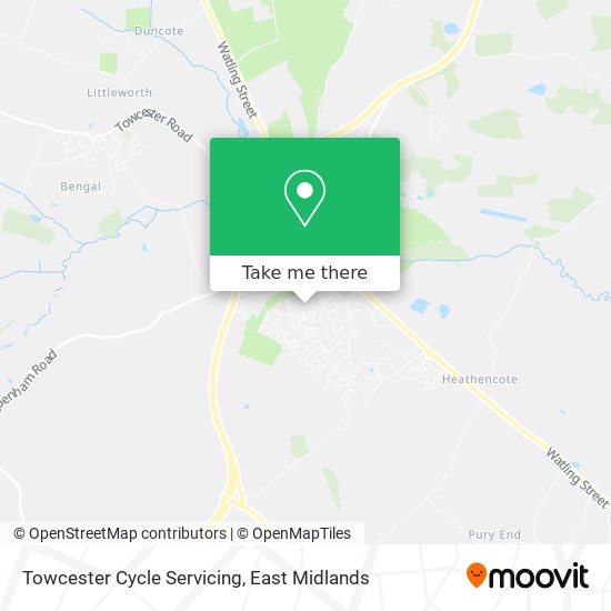 Towcester Cycle Servicing map