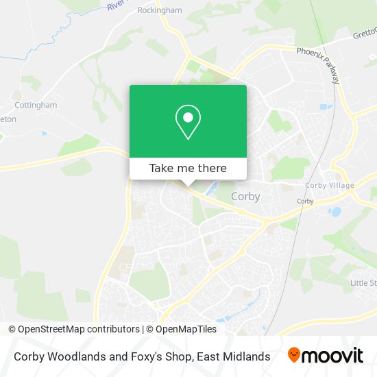 Corby Woodlands and Foxy's Shop map