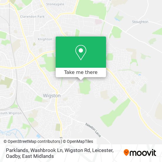Parklands, Washbrook Ln, Wigston Rd, Leicester, Oadby map