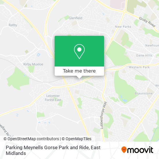 Parking Meynells Gorse Park and Ride map