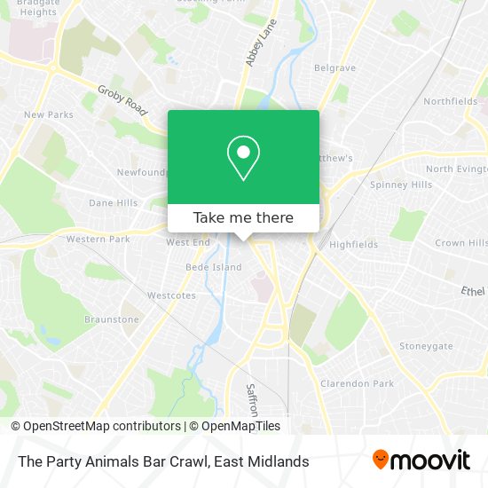 The Party Animals Bar Crawl map