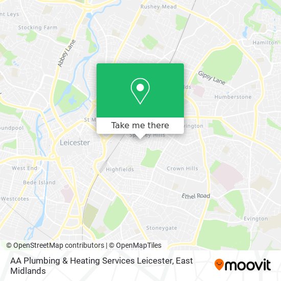 AA Plumbing & Heating Services Leicester map