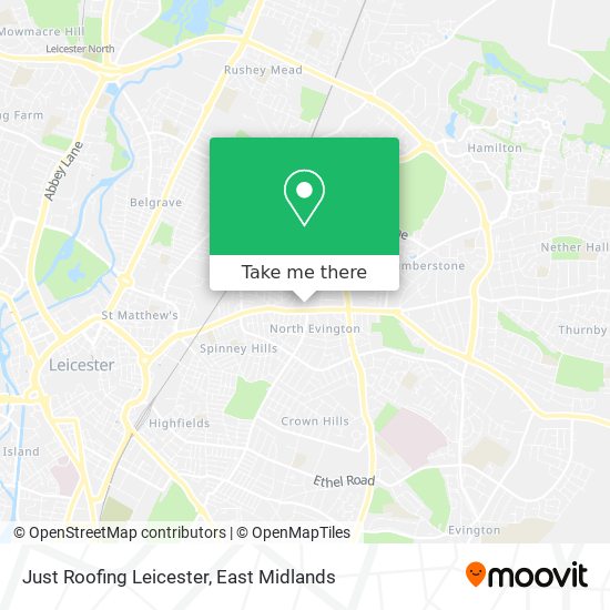 Just Roofing Leicester map