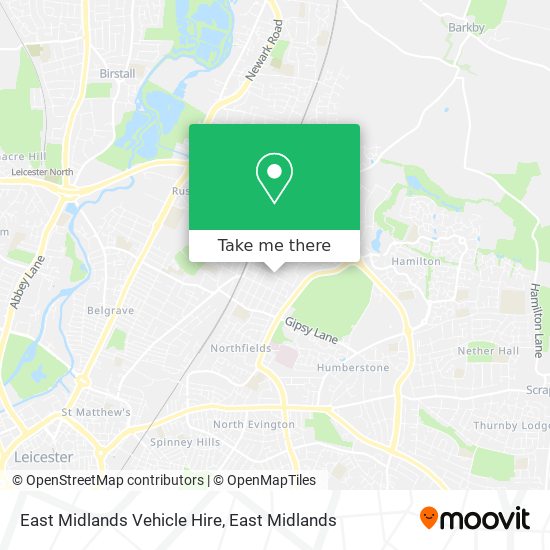 East Midlands Vehicle Hire map