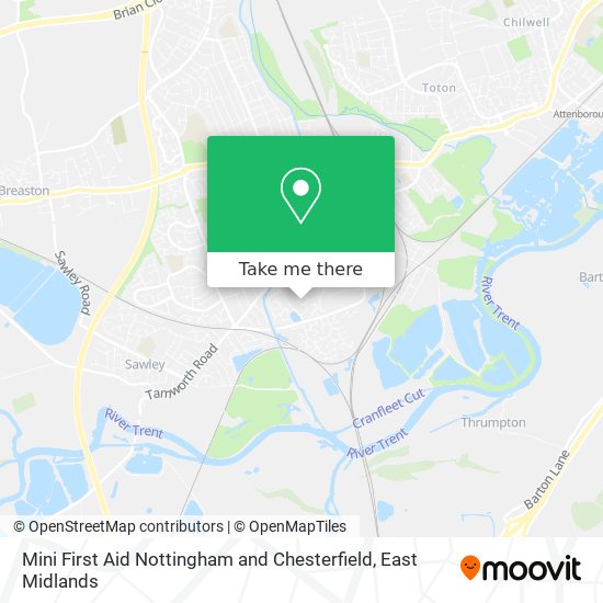 Mini First Aid Nottingham and Chesterfield map