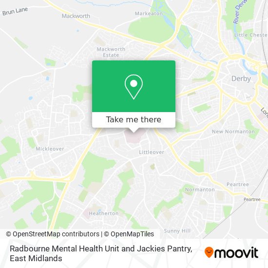 Radbourne Mental Health Unit and Jackies Pantry map