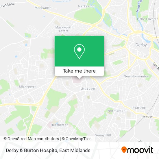 Derby & Burton Hospita map