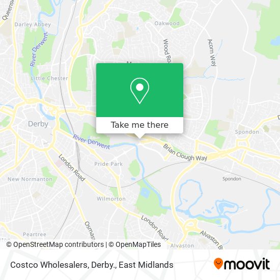 Costco Wholesalers, Derby. map