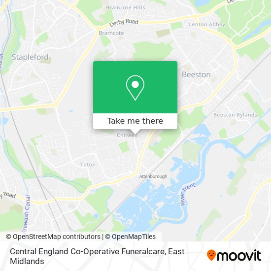 Central England Co-Operative Funeralcare map