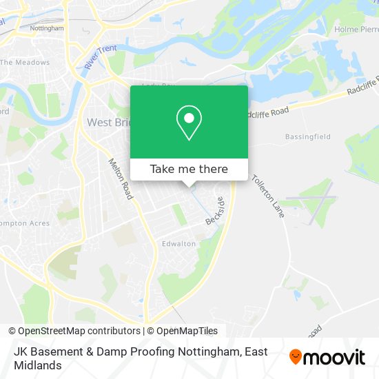 JK Basement & Damp Proofing Nottingham map