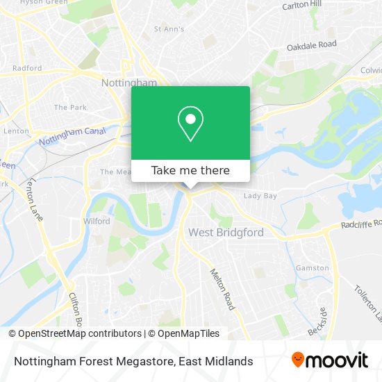 Nottingham Forest Megastore map