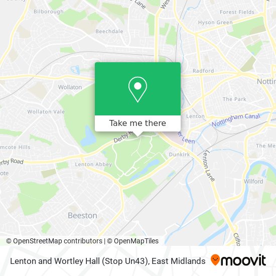 Lenton and Wortley Hall (Stop Un43) map