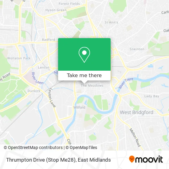 Thrumpton Drive (Stop Me28) map