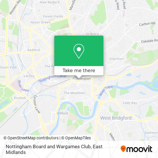Nottingham Board and Wargames Club map