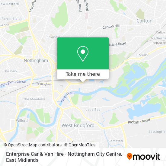 Enterprise Car & Van Hire - Nottingham City Centre map
