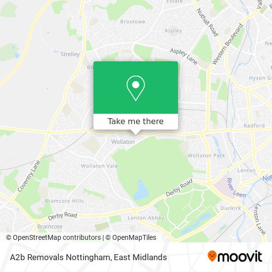 A2b Removals Nottingham map