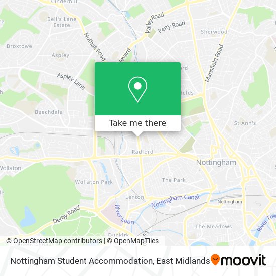 Nottingham Student Accommodation map