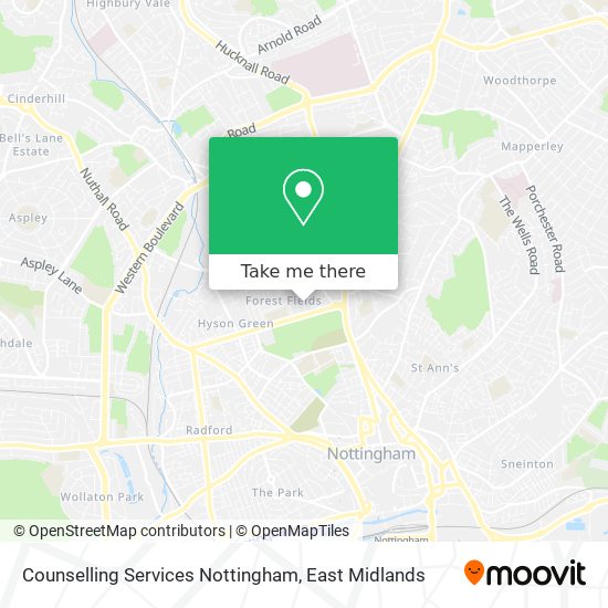 Counselling Services Nottingham map