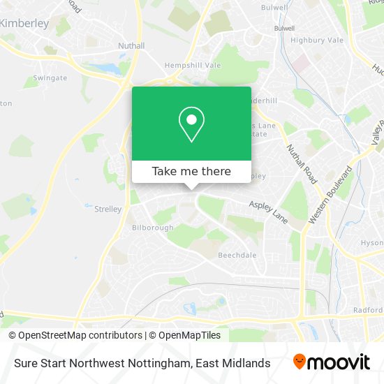Sure Start Northwest Nottingham map