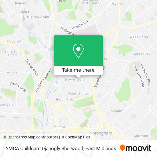 YMCA Childcare Djanogly Sherwood map