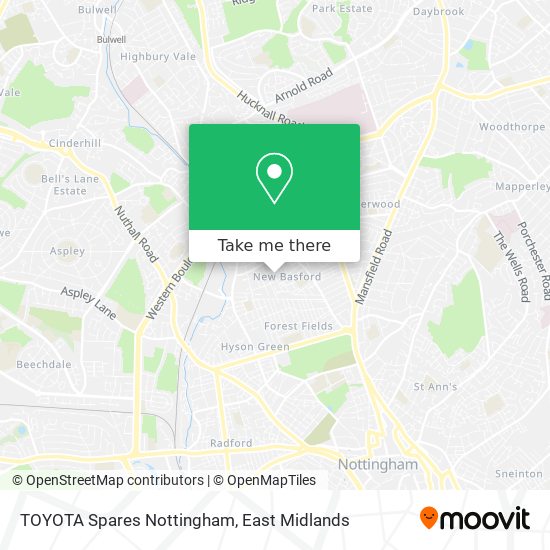 TOYOTA Spares Nottingham map