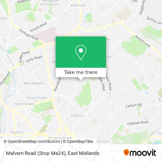 Malvern Road (Stop Ma24) map