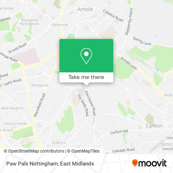 Paw Pals Nottingham map