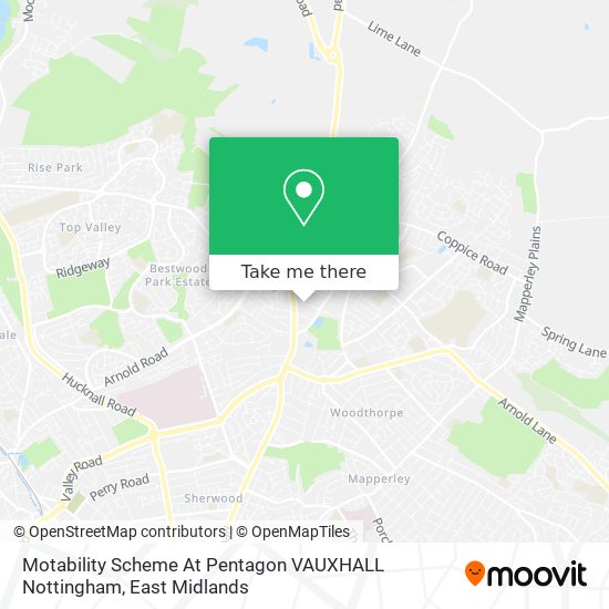 Motability Scheme At Pentagon VAUXHALL Nottingham map