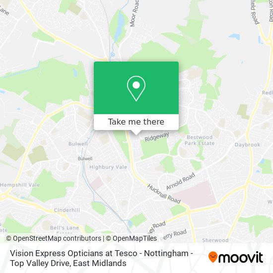 Vision Express Opticians at Tesco - Nottingham - Top Valley Drive map