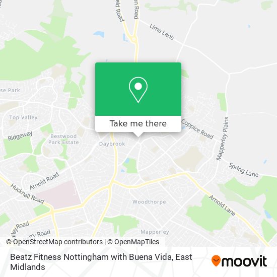 Beatz Fitness Nottingham with Buena Vida map