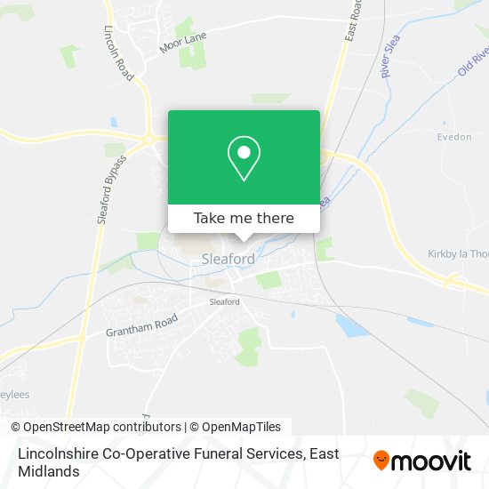 Lincolnshire Co-Operative Funeral Services map