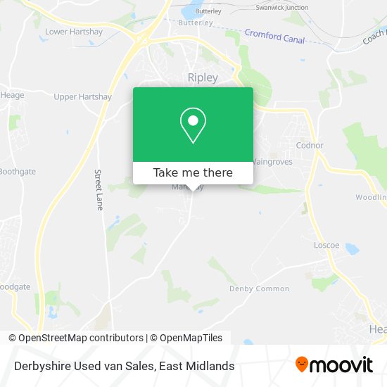 Derbyshire Used van Sales map