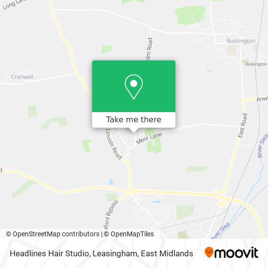 Headlines Hair Studio, Leasingham map