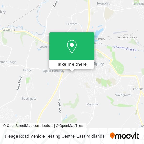 Heage Road Vehicle Testing Centre map