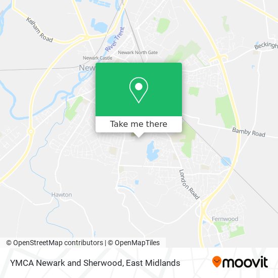 YMCA Newark and Sherwood map