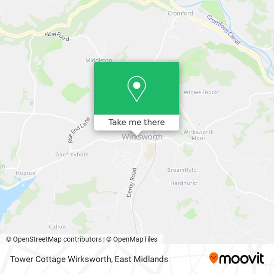 Tower Cottage Wirksworth map