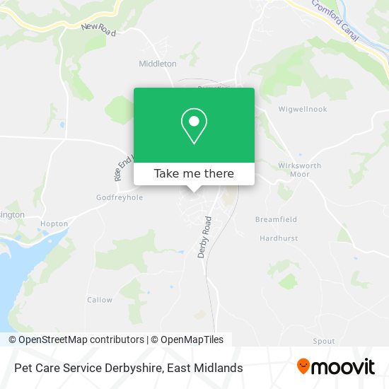 Pet Care Service Derbyshire map