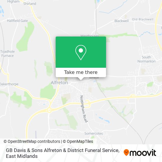 GB Davis & Sons Alfreton & District Funeral Service map