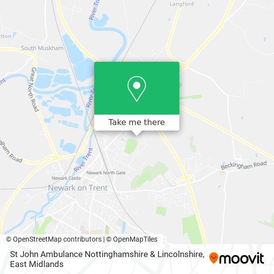 St John Ambulance Nottinghamshire & Lincolnshire map