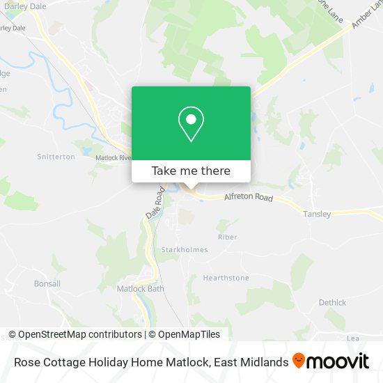 Rose Cottage Holiday Home Matlock map